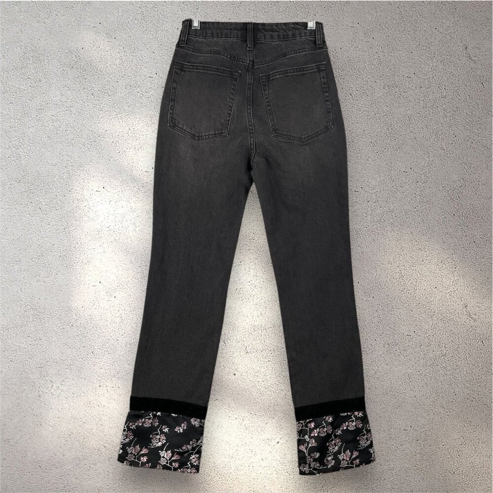 Juicy Couture Venice Straight Leg Jeans Womens 25 Black Wash Y2K Whimsygoth Dark - Picture 2 of 9